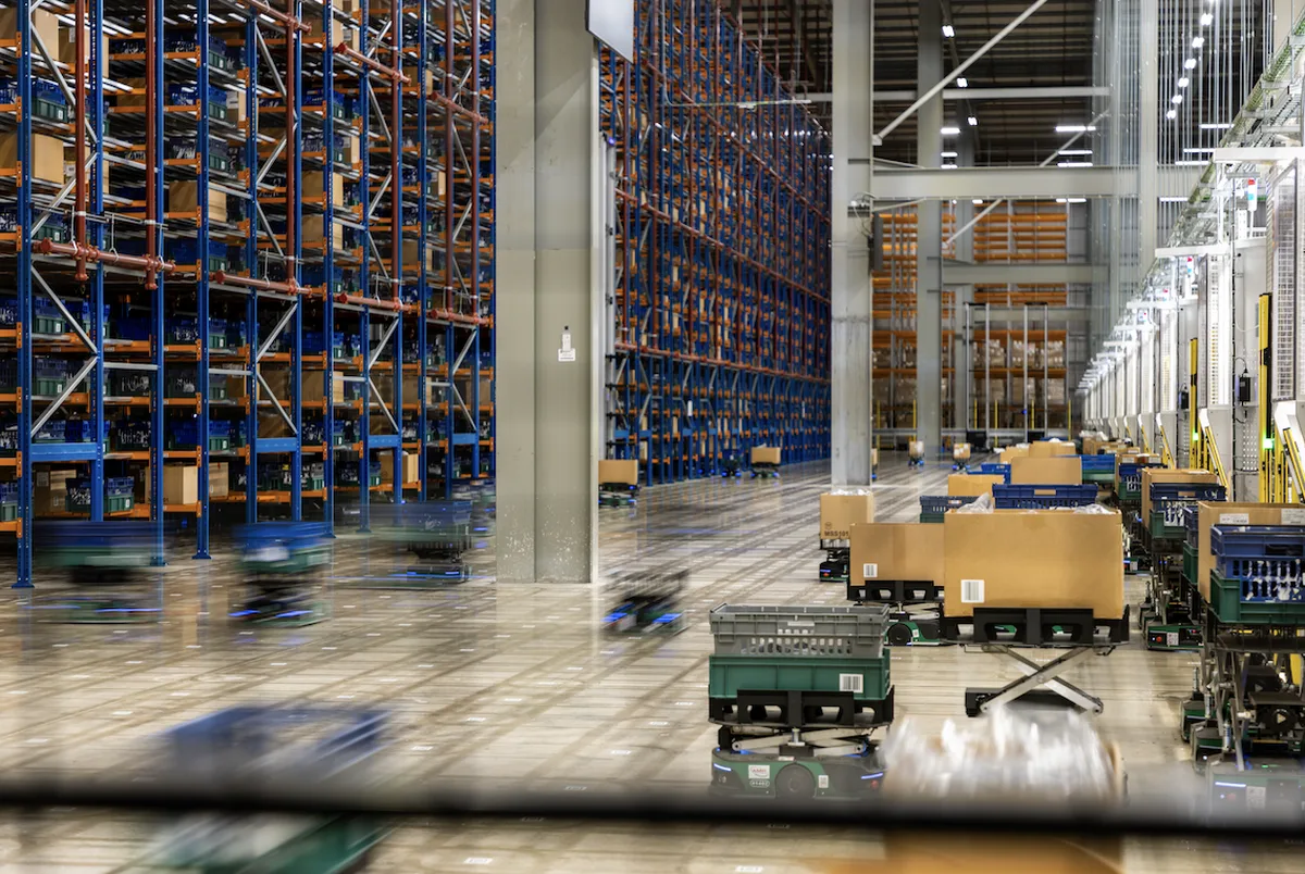 Robots moving stock in an automated M&S distribution centre, from the company's announcement. The picture does not show the Lichfield hub, which has not opened.